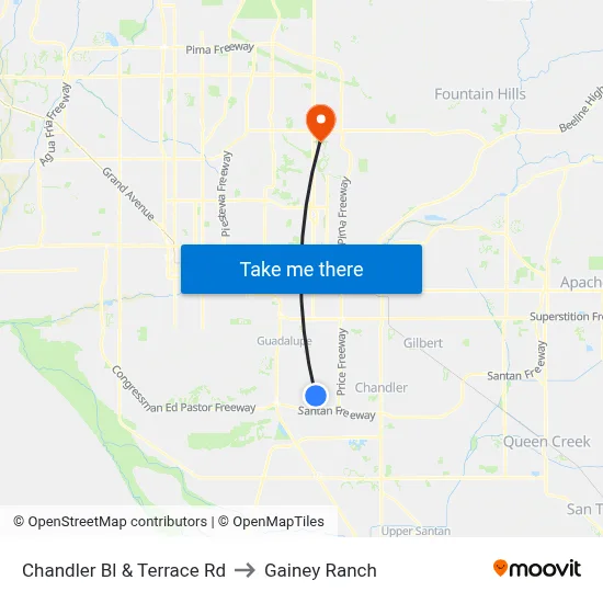 Chandler Bl & Terrace Rd to Gainey Ranch map