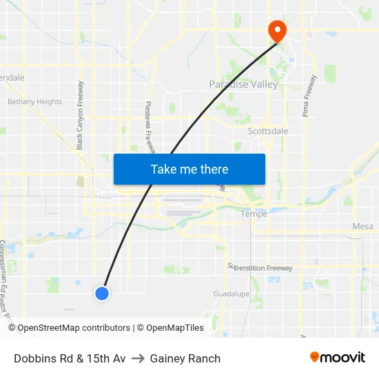Dobbins Rd & 15th Av to Gainey Ranch map
