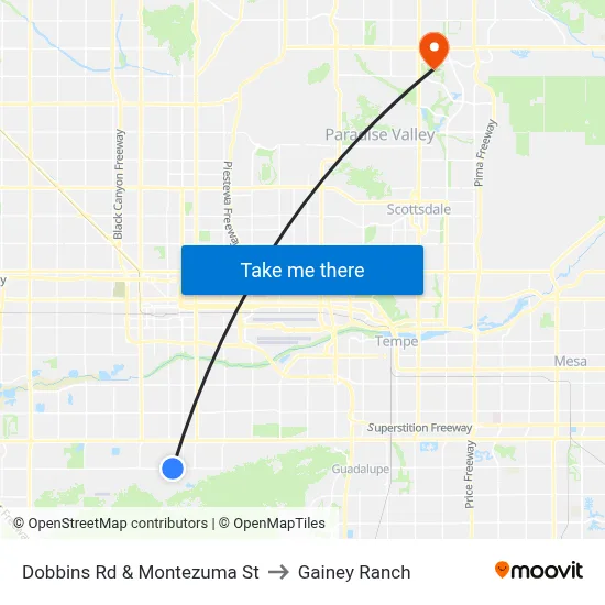 Dobbins Rd & Montezuma St to Gainey Ranch map