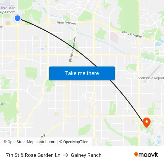 7th St & Rose Garden Ln to Gainey Ranch map