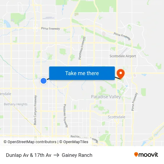 Dunlap Av & 17th Av to Gainey Ranch map