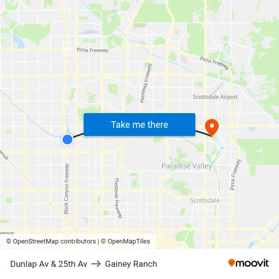 Dunlap Av & 25th Av to Gainey Ranch map