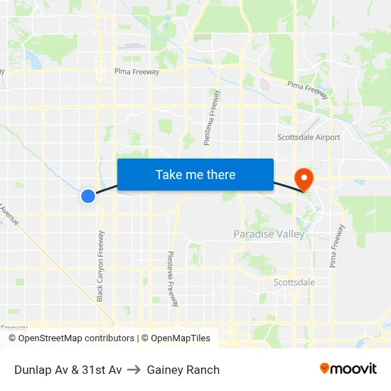 Dunlap Av & 31st Av to Gainey Ranch map