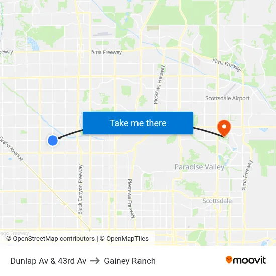 Dunlap Av & 43rd Av to Gainey Ranch map