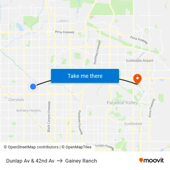 Dunlap Av & 42nd Av to Gainey Ranch map