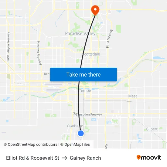Elliot Rd & Roosevelt St to Gainey Ranch map