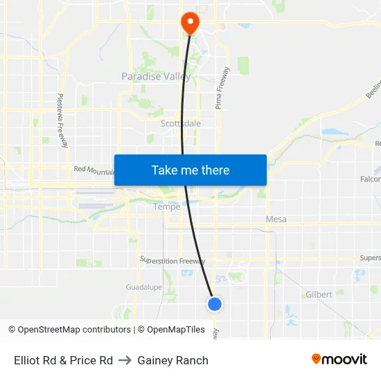 Elliot Rd & Price Rd to Gainey Ranch map
