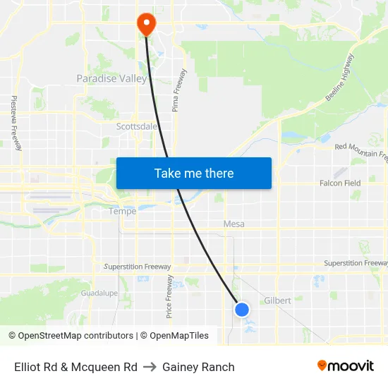 Elliot Rd & Mcqueen Rd to Gainey Ranch map