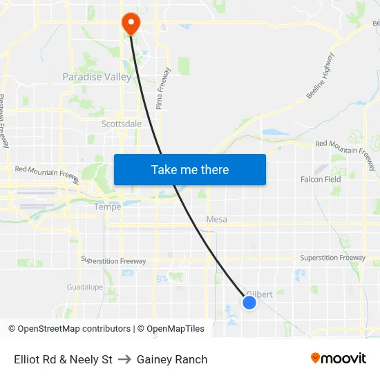Elliot Rd & Neely St to Gainey Ranch map