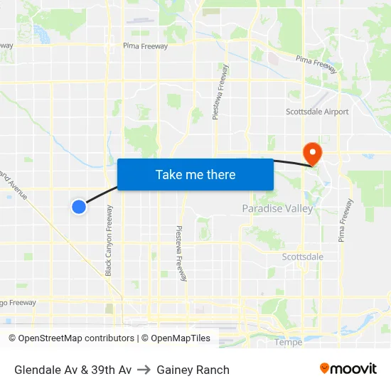 Glendale Av & 39th Av to Gainey Ranch map