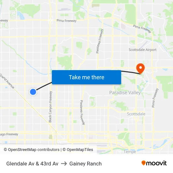 Glendale Av & 43rd Av to Gainey Ranch map