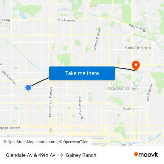 Glendale Av & 49th Av to Gainey Ranch map