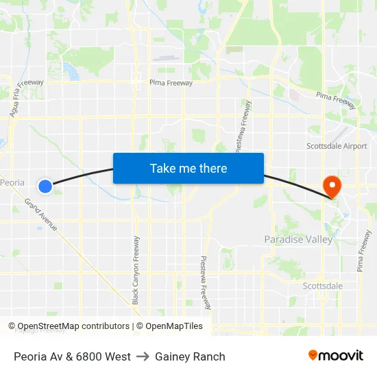 Peoria Av & 6800 West to Gainey Ranch map