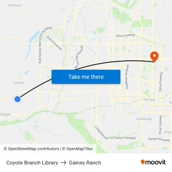Coyote Branch Library to Gainey Ranch map