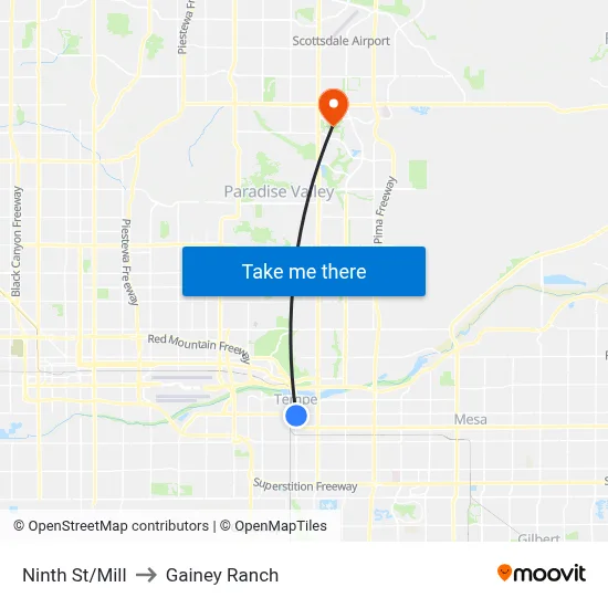 Ninth St/Mill to Gainey Ranch map