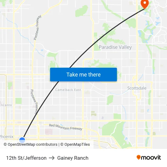 12th St/Jefferson to Gainey Ranch map