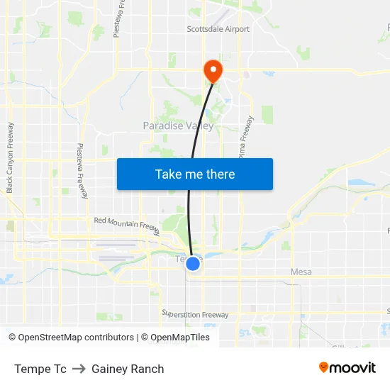 Tempe Tc to Gainey Ranch map