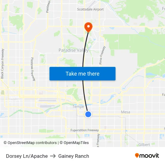 Dorsey Ln/Apache to Gainey Ranch map