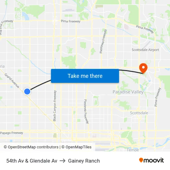 54th Av & Glendale Av to Gainey Ranch map