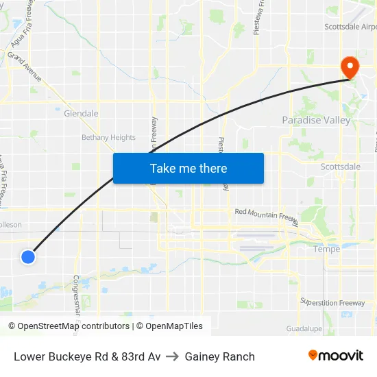 Lower Buckeye Rd & 83rd Av to Gainey Ranch map