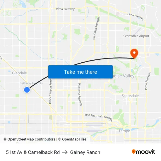 51st Av & Camelback Rd to Gainey Ranch map