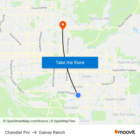 Chandler Pnr to Gainey Ranch map