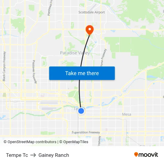 Tempe Tc to Gainey Ranch map
