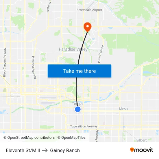 Eleventh St/Mill to Gainey Ranch map