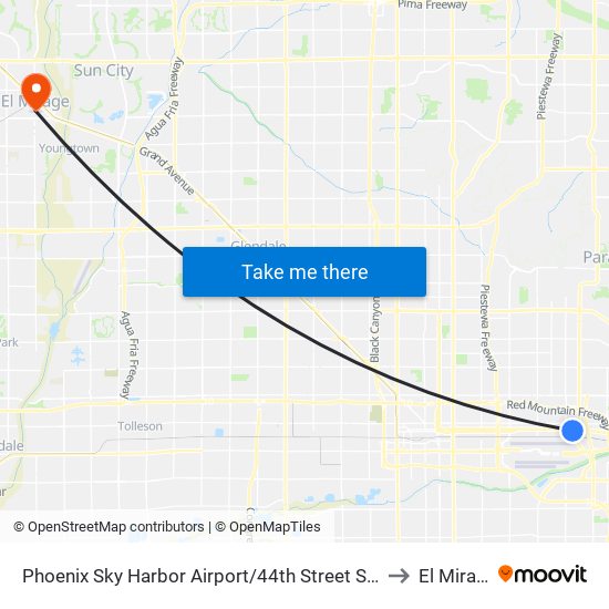 Phoenix Sky Harbor Airport/44th Street Station to El Mirage map