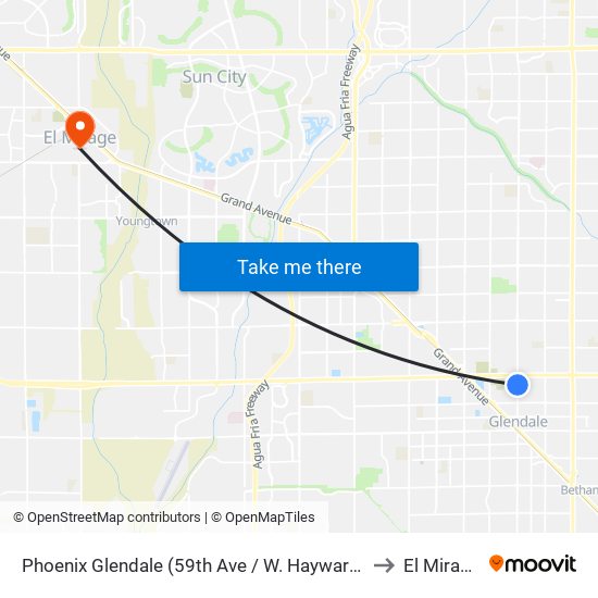 Phoenix Glendale (59th Ave / W. Hayward) to El Mirage map