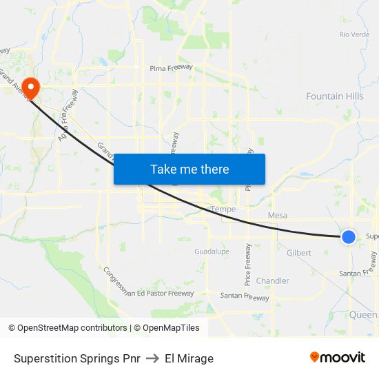 Superstition Springs Pnr to El Mirage map