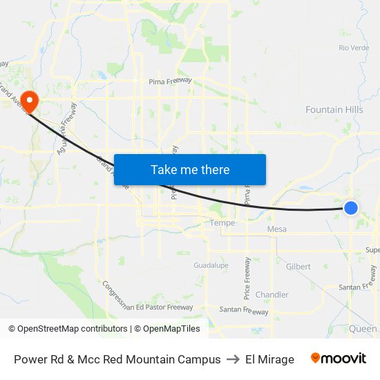 Power Rd & Mcc Red Mountain Campus to El Mirage map