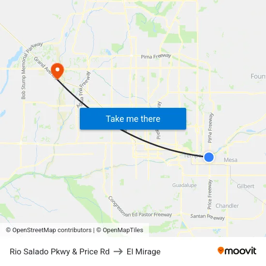 Rio Salado Pkwy & Price Rd to El Mirage map