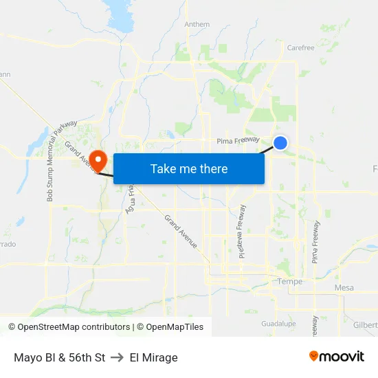 Mayo Bl & 56th St to El Mirage map