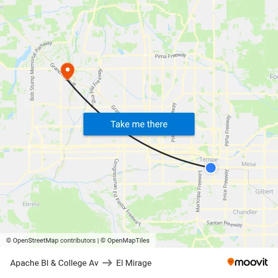 Apache Bl & College Av to El Mirage map