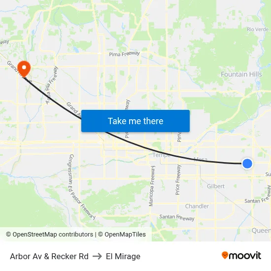 Arbor Av & Recker Rd to El Mirage map