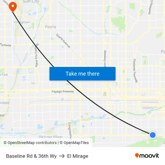 Baseline Rd & 36th Wy to El Mirage map