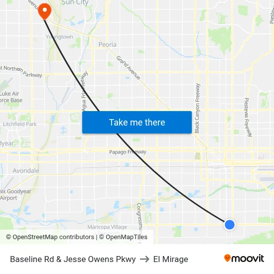 Baseline Rd & Jesse Owens Pkwy to El Mirage map