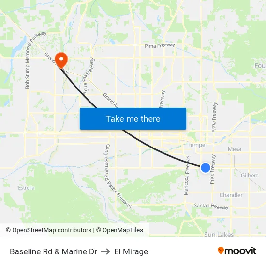 Baseline Rd & Marine Dr to El Mirage map