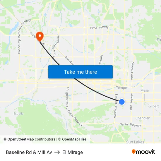Baseline Rd & Mill Av to El Mirage map