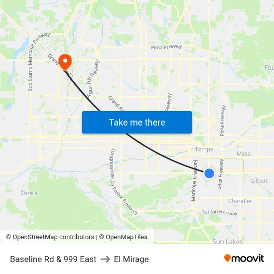 Baseline Rd & 999 East to El Mirage map