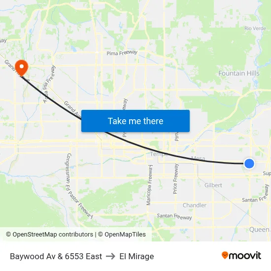 Baywood Av & 6553 East to El Mirage map