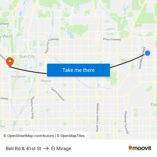 Bell Rd & 41st St to El Mirage map