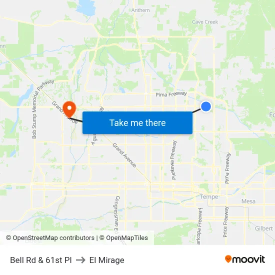 Bell Rd & 61st Pl to El Mirage map