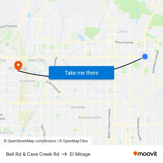 Bell Rd & Cave Creek Rd to El Mirage map