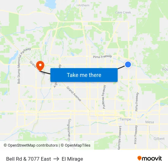 Bell Rd & 7077 East to El Mirage map