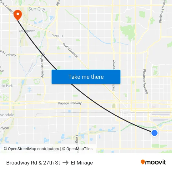Broadway Rd & 27th St to El Mirage map