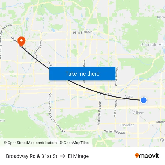 Broadway Rd & 31st St to El Mirage map