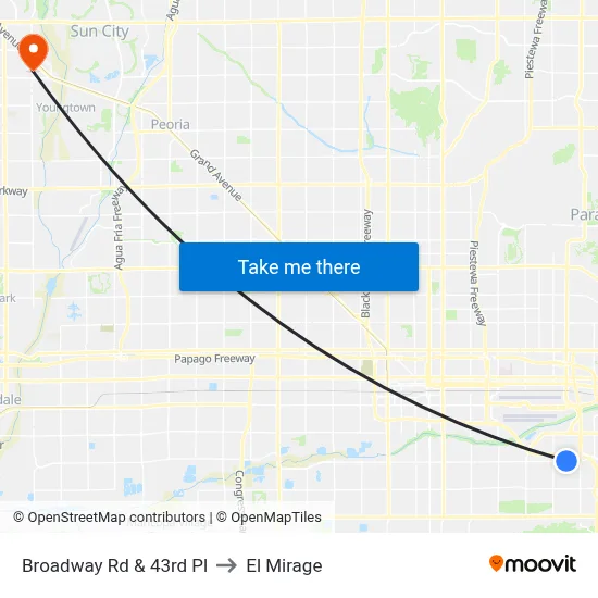 Broadway Rd & 43rd Pl to El Mirage map