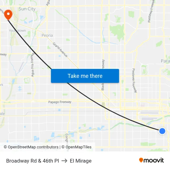 Broadway Rd & 46th Pl to El Mirage map